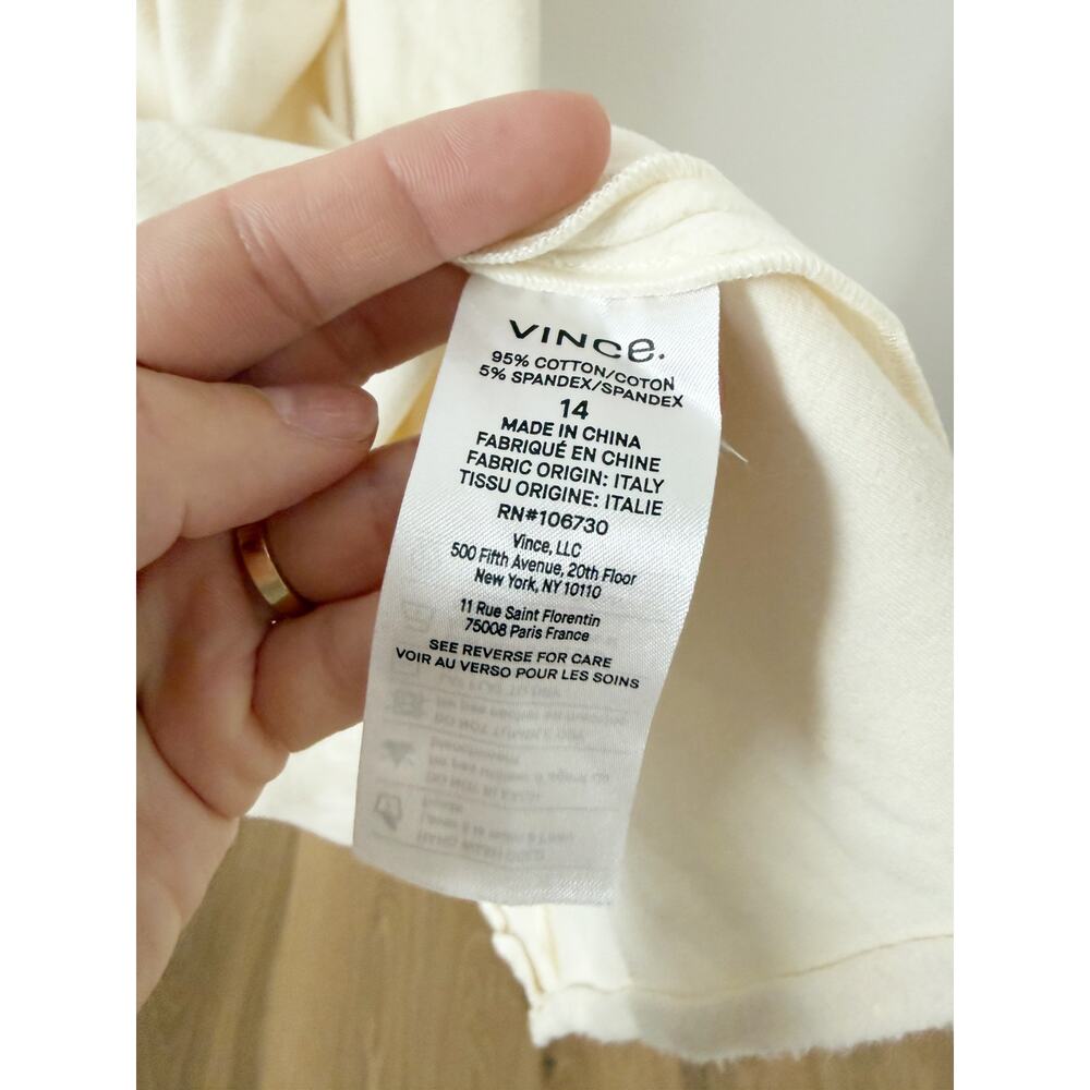 Vince Women's Paneled Midi Dress Cream Fuzzy Cotton Ivory White US 14 - Picture 6 of 8